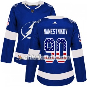 Tampa Bay Lightning Trikot Vladislav Namestnikov 90 Adidas 2017-2018 Blau USA Flag Fashion Authentic - Dame